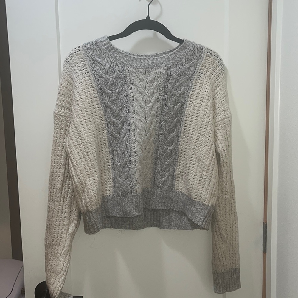 Anthropology cable knit elbow patch sweater